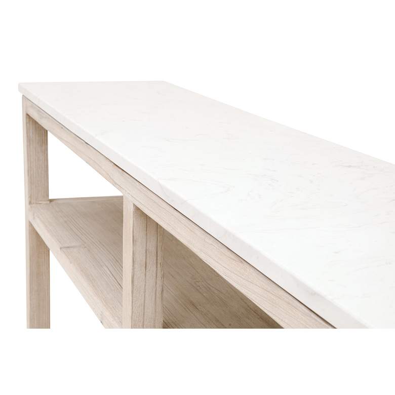 Image 2 Emerie 54 inchW White Quartz White-Washed Narrow Console Table more views