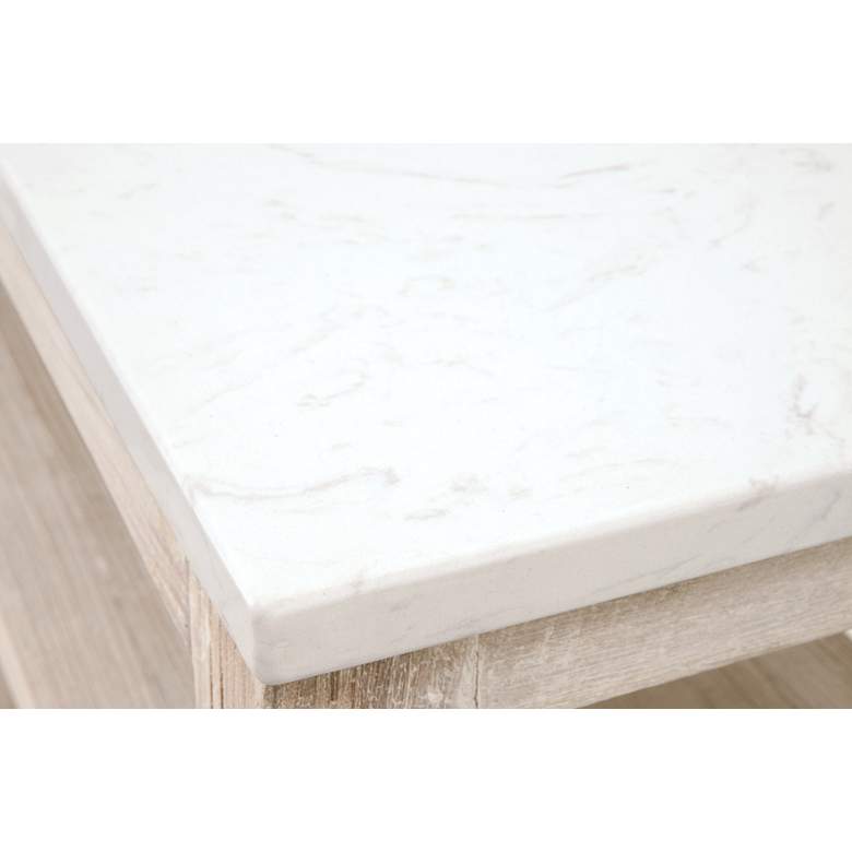 Image 4 Emerie 54 inchW White Quartz White-Washed Narrow Console Table more views