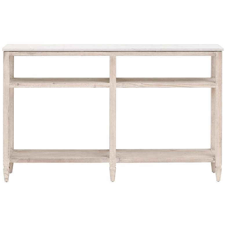 Image 5 Emerie 54 inchW White Quartz White-Washed Narrow Console Table more views