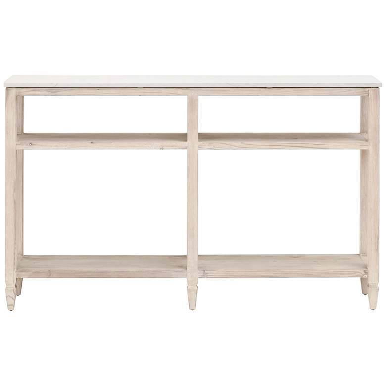 Image 5 Emerie 54"W White Quartz White-Washed Narrow Console Table more views