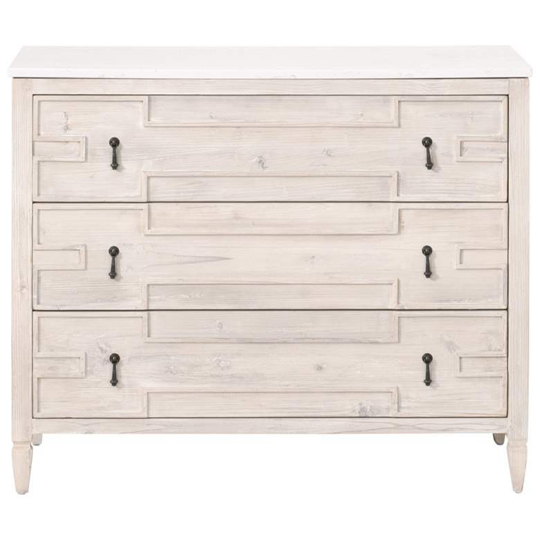 Image 1 Emerie Entry Cabinet, White Wash Pine, White Quartz