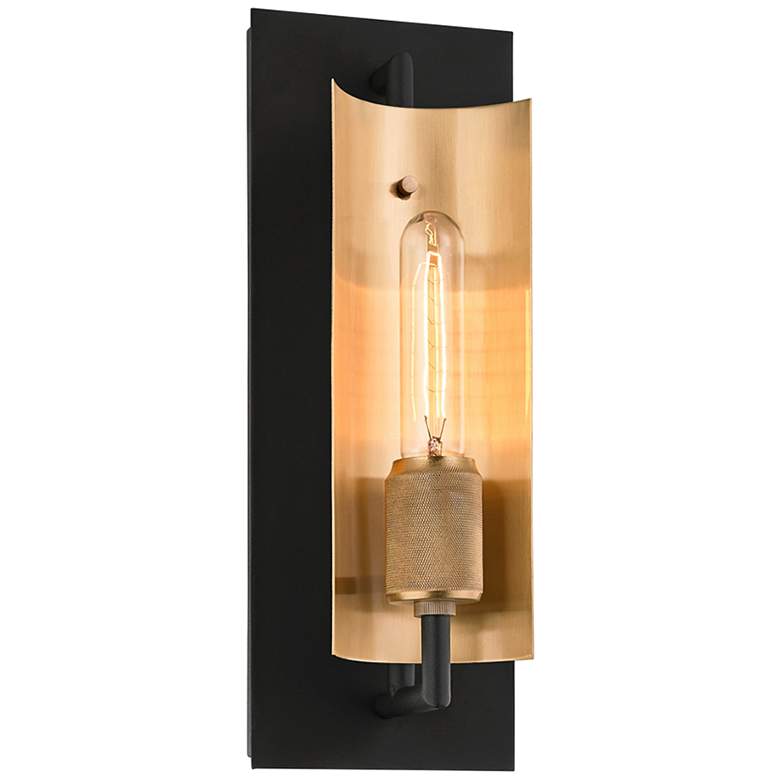 Image 1 Emerson 14 1/4"H Carbide Black and Brushed Brass Wall Sconce