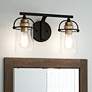 Emerson 16" Wide Matte Black and Gold Bath Light by Quoizel in scene