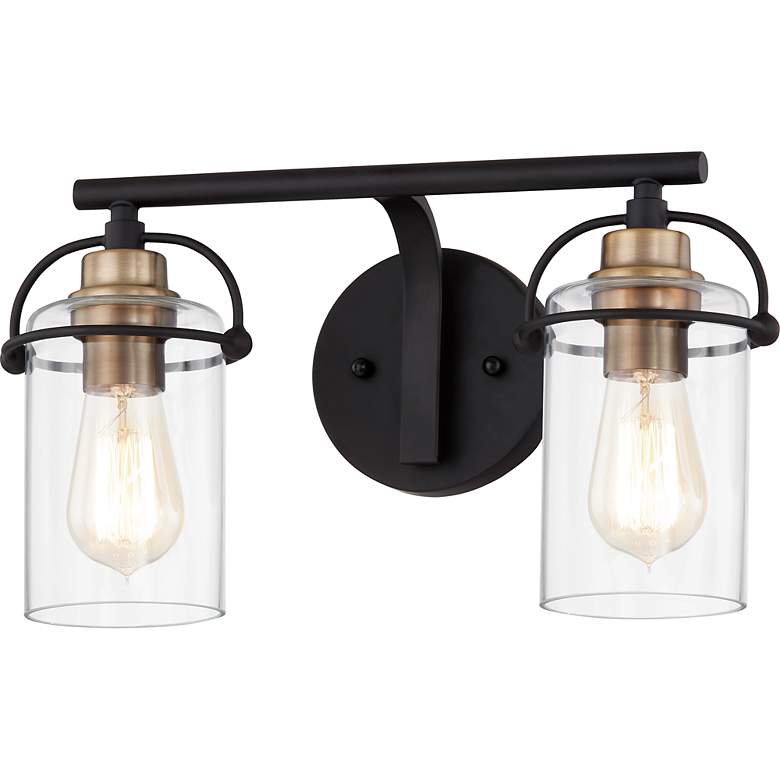 Image 5 Emerson 16" Wide Matte Black and Gold Bath Light by Quoizel more views