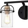 Emerson 16" Wide Matte Black and Gold Bath Light by Quoizel in scene
