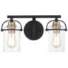 Emerson 16" Wide Matte Black and Gold Bath Light by Quoizel