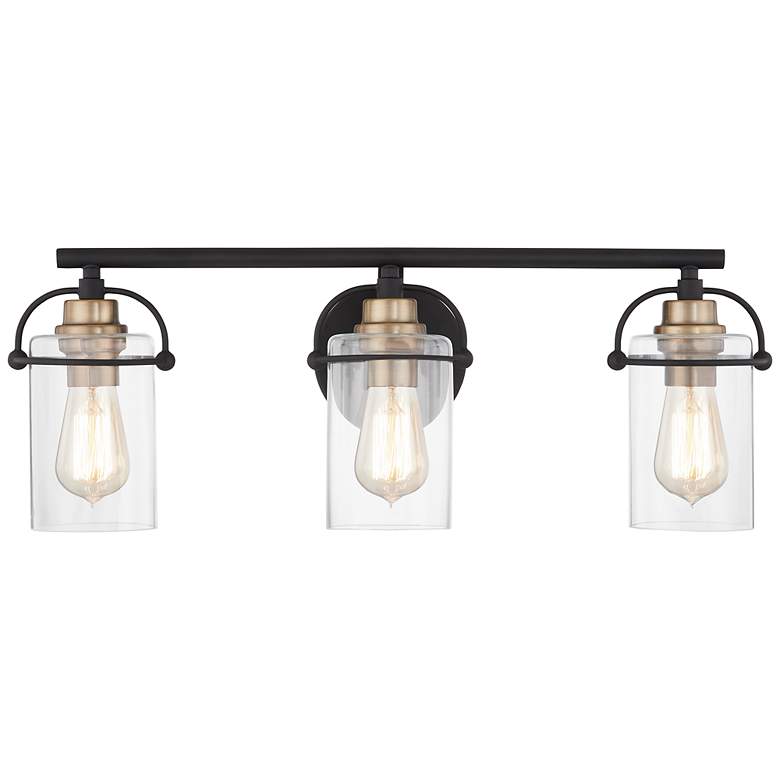 Image 3 Emerson 24" Wide Matte Black and Gold Bath Light by Quoizel