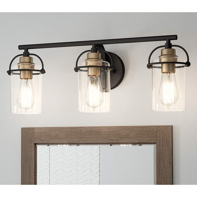 Image 2 Emerson 24" Wide Matte Black and Gold Bath Light by Quoizel