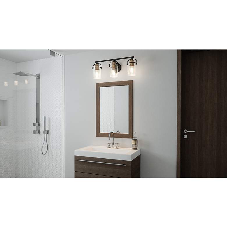 Image 4 Emerson 24" Wide Matte Black and Gold Bath Light by Quoizel more views