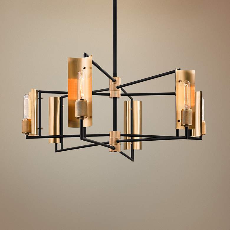 Image 1 Emerson 27 inch Wide Carbide Black and Brass 6-Light Pendant