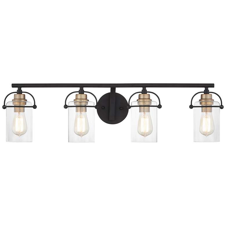 Image 3 Emerson 33.5 inch Wide Matte Black and Gold Bath Light by Quoizel