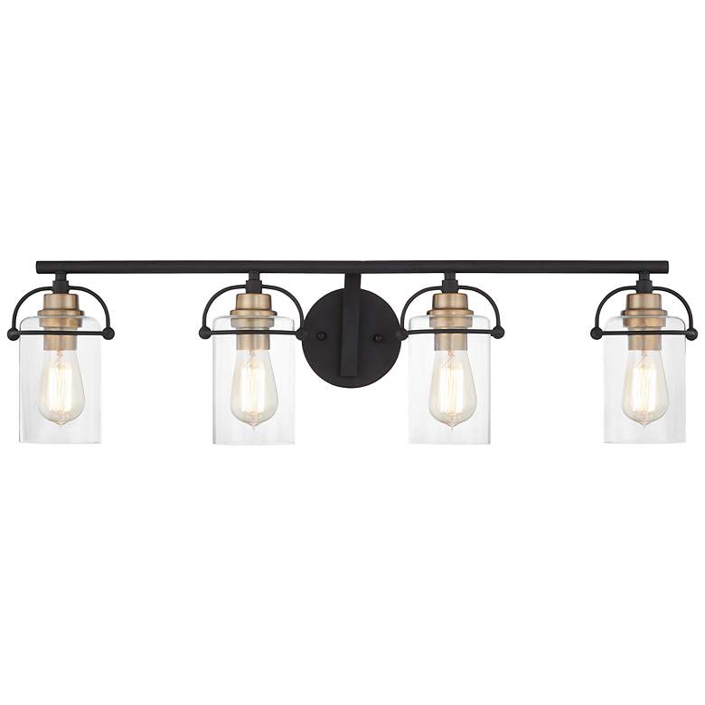 Image 3 Emerson 33.5" Wide Matte Black and Gold Bath Light by Quoizel