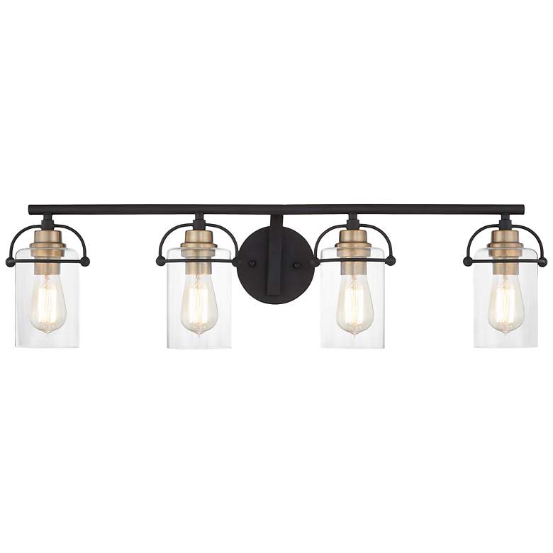 Image 3 Emerson 33.5 inch Wide Matte Black and Gold Bath Light by Quoizel