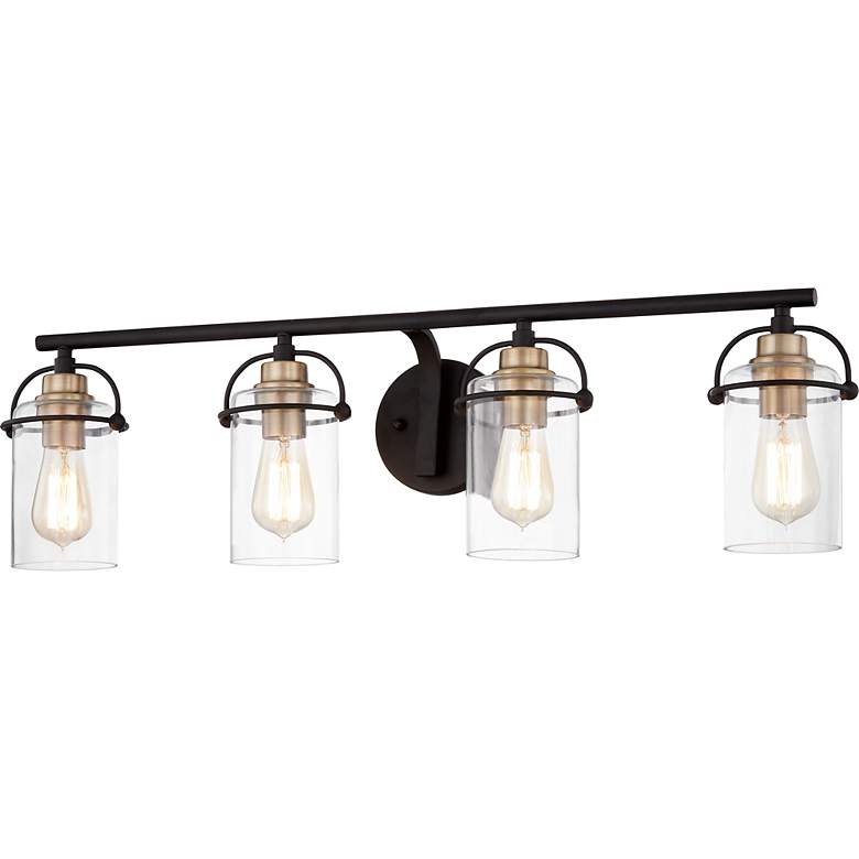 Image 5 Emerson 33.5" Wide Matte Black and Gold Bath Light by Quoizel more views