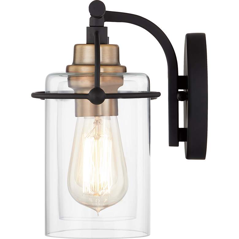 Image 6 Emerson 33.5" Wide Matte Black and Gold Bath Light by Quoizel more views