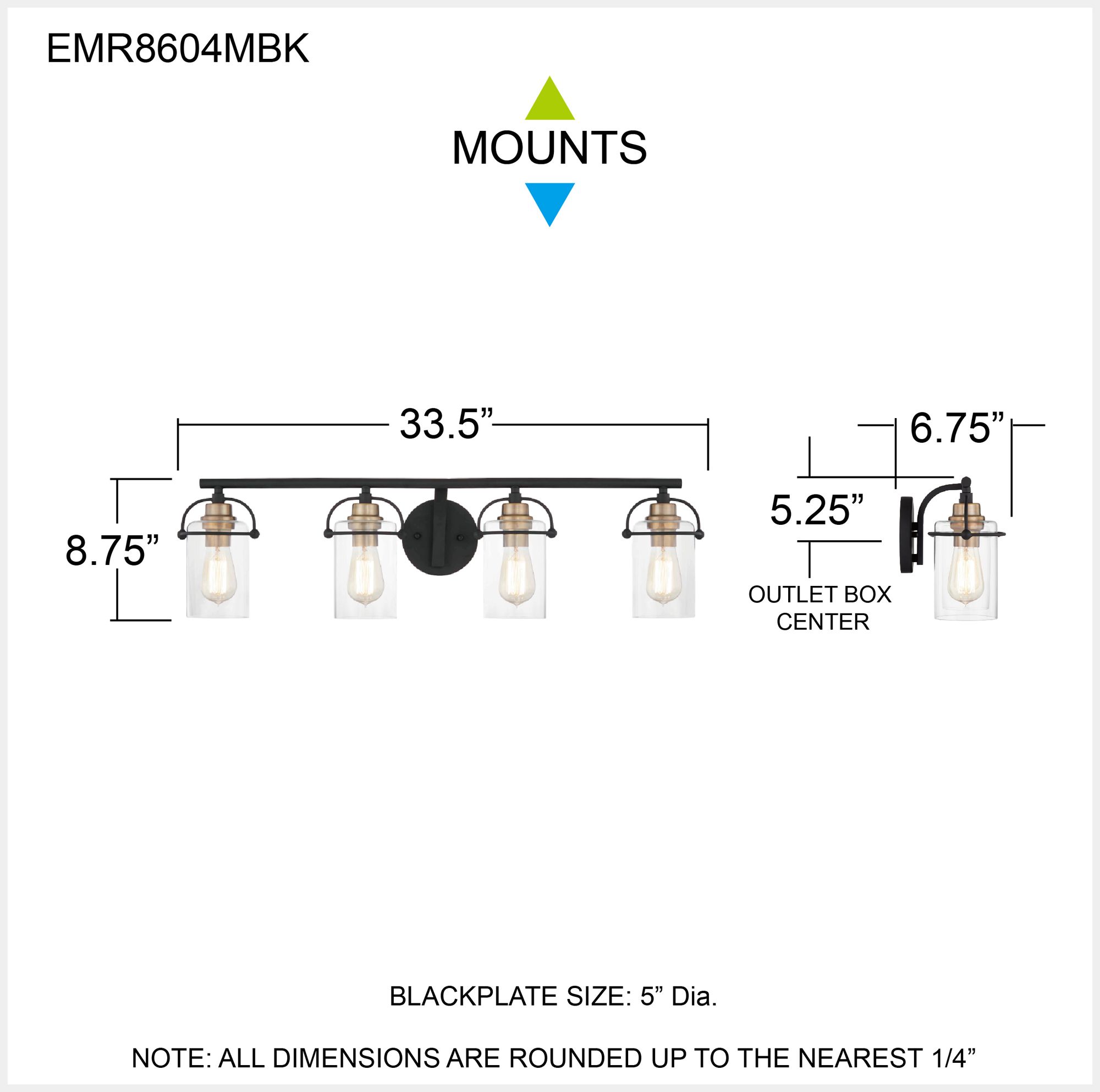 Emerson 33.5" Wide Matte Black and Gold Bath Light by Quoizel in scene