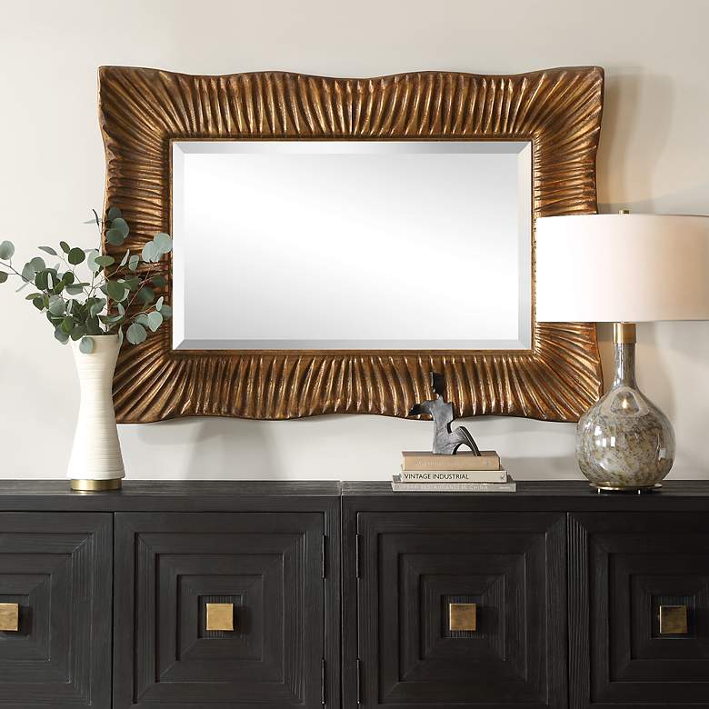 Image 4 Emerson 36 1/4" x 51" Antiqued Gold Leaf Wall Mirror more views