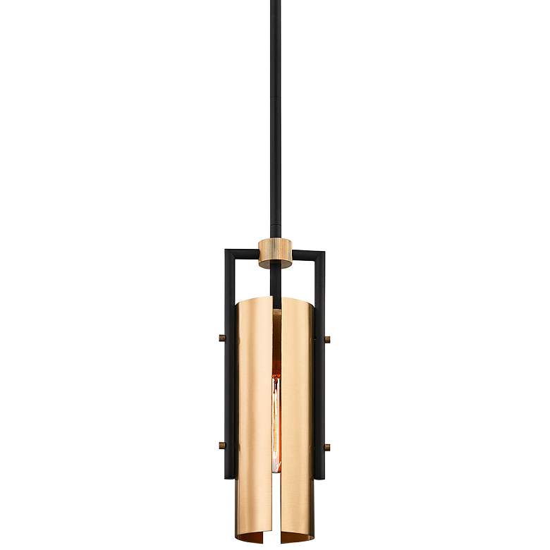 Emerson 5&quot; Wide Carbide Black and Brushed Brass Mini Pendant