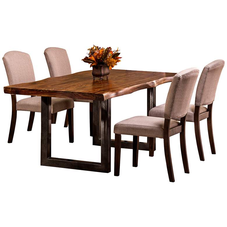 Image 1 Emerson 80" Wide Natural Wood 5-Piece Dining Set