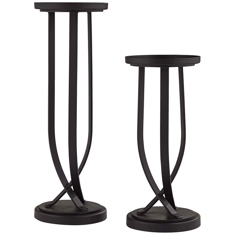 Image 1 Emerson Black Curve Body Metal Candle Holders Set of 2