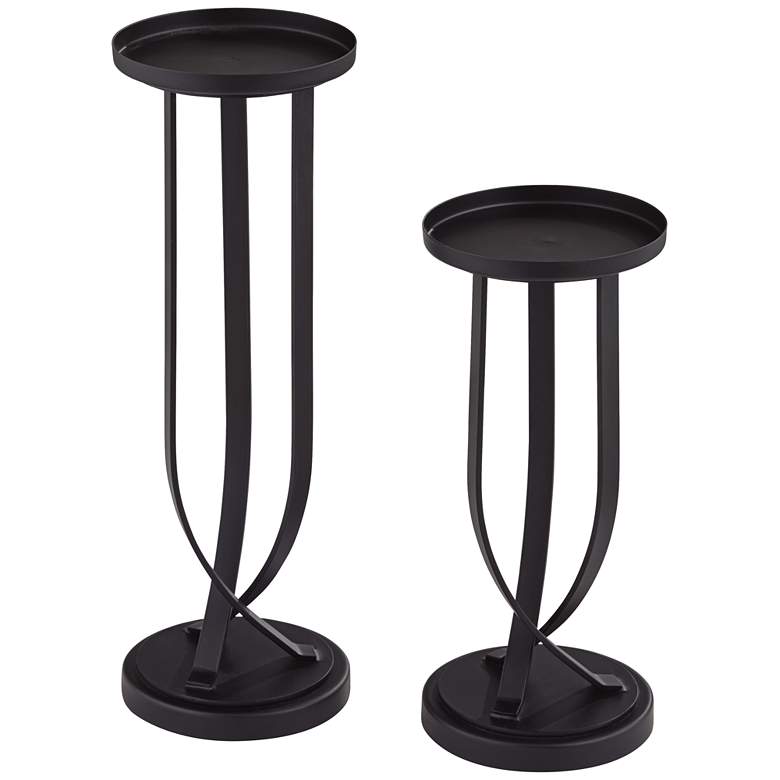 Image 4 Emerson Black Curve Body Metal Candle Holders Set of 2 more views