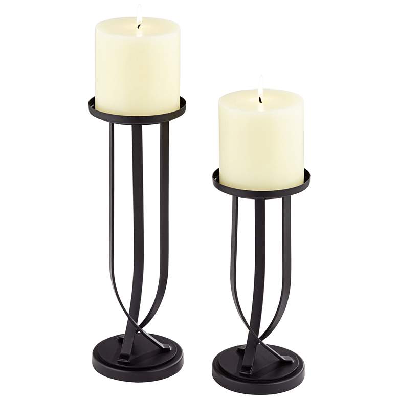 Image 5 Emerson Black Curve Body Metal Candle Holders Set of 2 more views