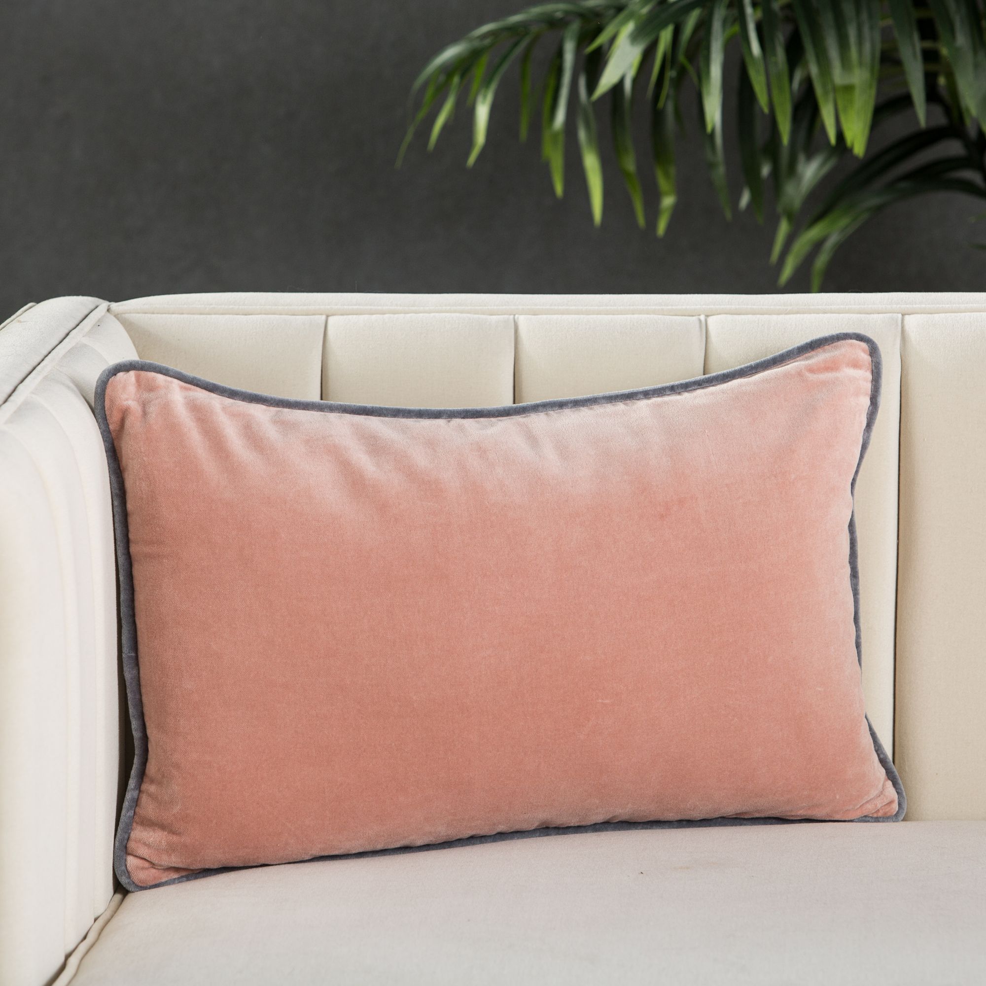 Emerson Lyla Blush and Cream 21"x13" Lumbar Throw Pillow 734M1