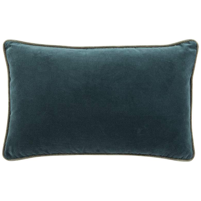 Image 2 Emerson Lyla Solid Teal Cream 21 inchx13 inch Lumbar Throw Pillow