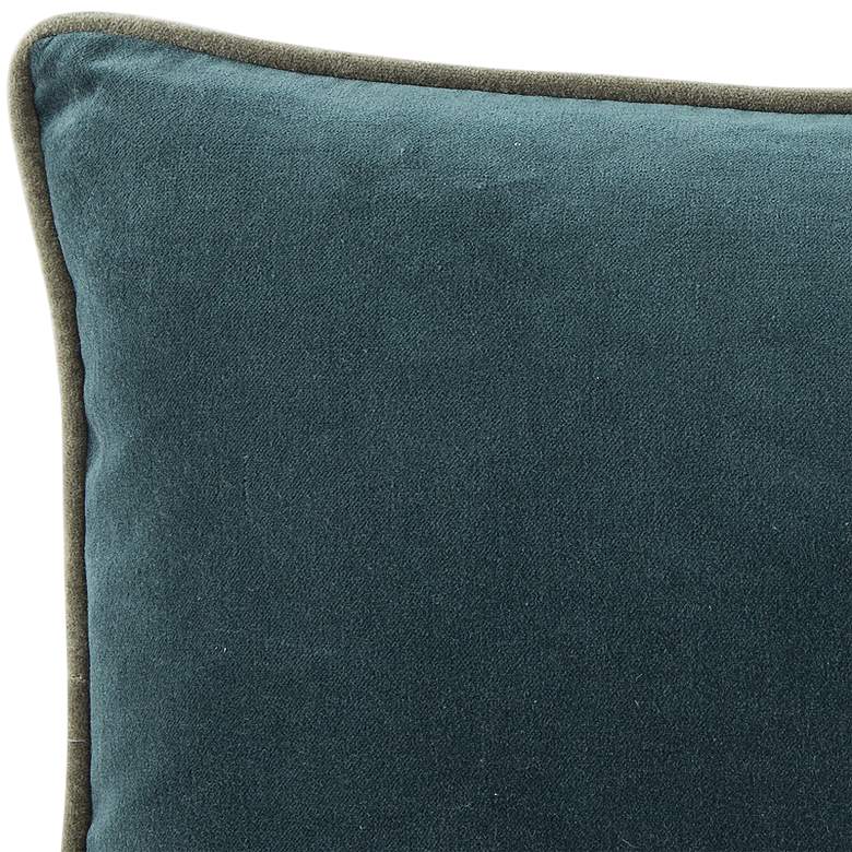 Image 3 Emerson Lyla Solid Teal Cream 21 inchx13 inch Lumbar Throw Pillow more views