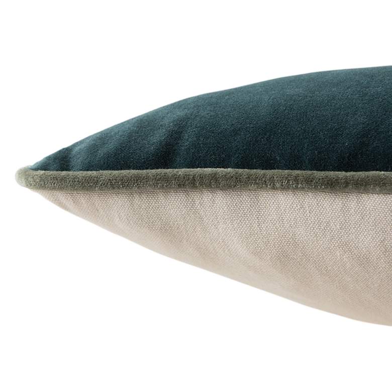 Image 4 Emerson Lyla Solid Teal Cream 21 inchx13 inch Lumbar Throw Pillow more views