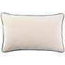 Emerson Lyla Solid Teal Cream 21"x13" Lumbar Throw Pillow