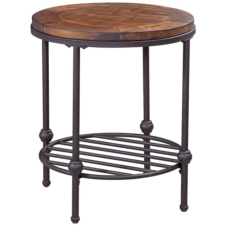 Image 1 Emery 22 inch Wide Rustic Barnside Round End Table