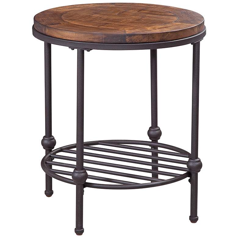 Image 1 Emery 22" Wide Rustic Barnside Round End Table