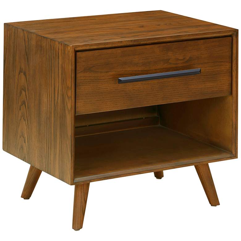 Image 1 Emery 24" Wide Pecan Wood 1-Drawer Nightstand