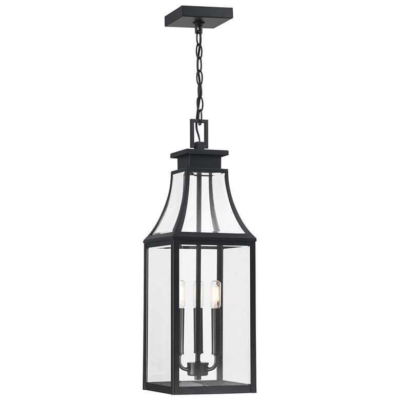 Image 1 Emery 3-Light Outdoor Hanging Lantern in Matte Black