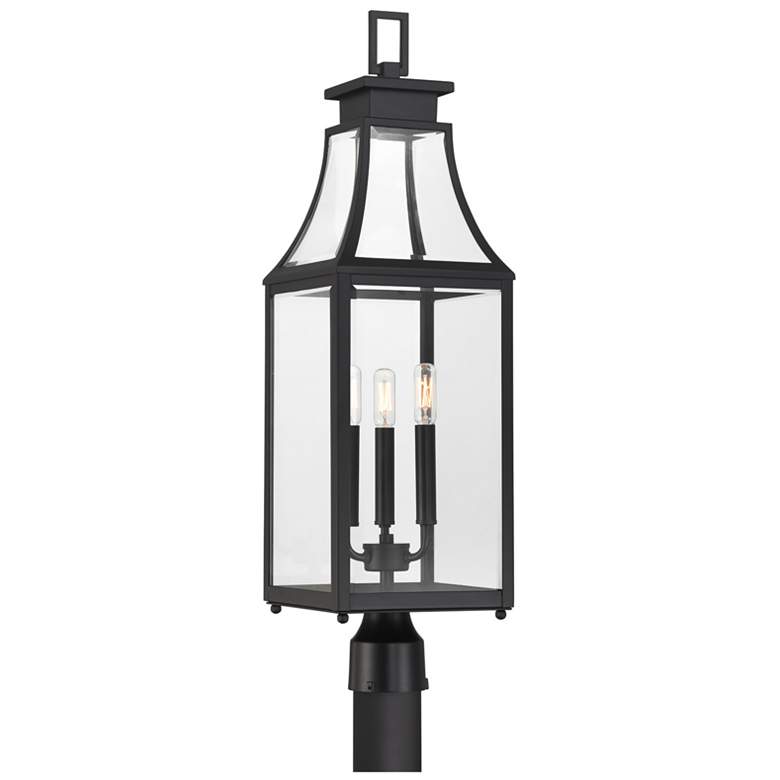 Image 1 Emery 3-Light Outdoor Post Lantern in Matte Black