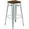 Emery 30" Walnut and Brushed Galvanized Steel Barstool