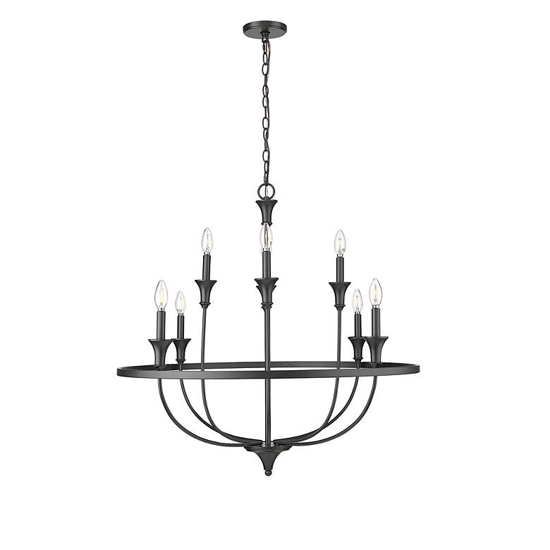 Image 2 Emery 33 1/2" Wide Matte Black 8-Light Chandelier more views
