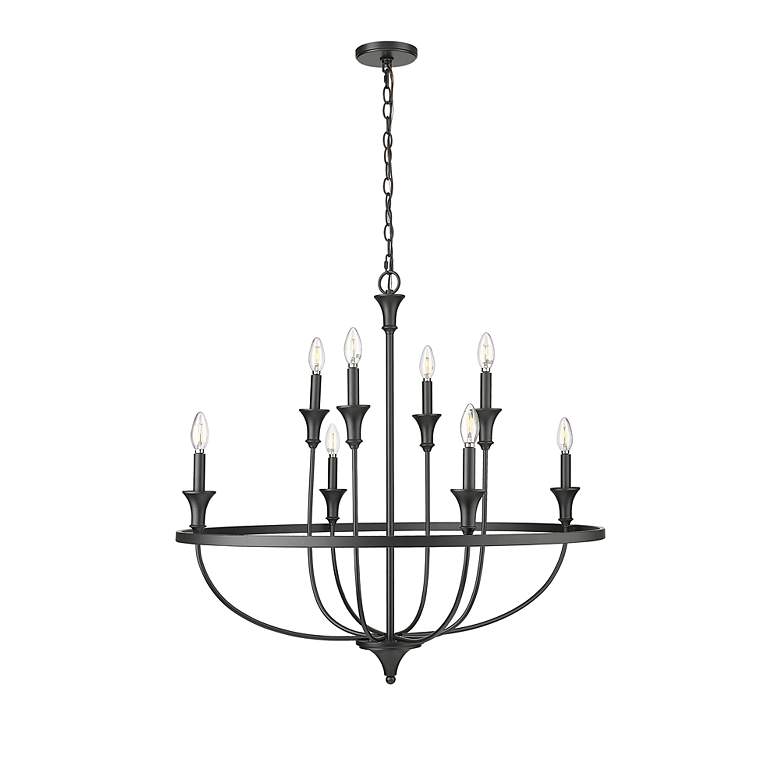 Image 3 Emery 33 1/2" Wide Matte Black 8-Light Chandelier more views