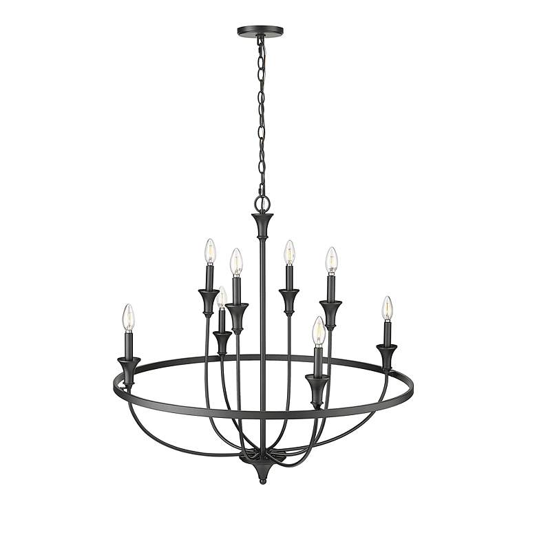 Image 5 Emery 33 1/2" Wide Matte Black 8-Light Chandelier more views