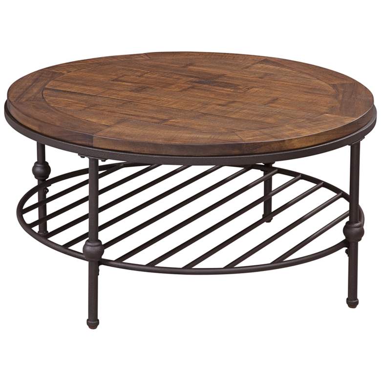 Image 1 Emery 36" Wide Rustic Barnside Round Cocktail Table