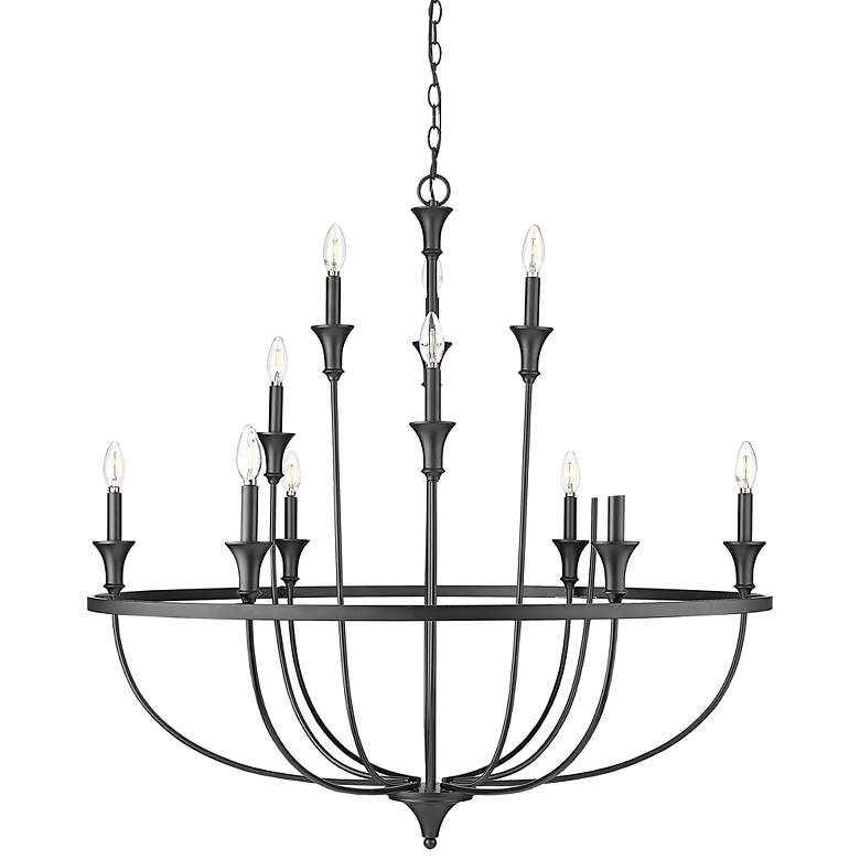 Image 1 Emery 40 1/4" Wide Matte Black 12-Light Chandelier