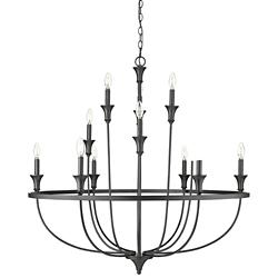 Emery 40 1/4" Wide Matte Black 12-Light Chandelier
