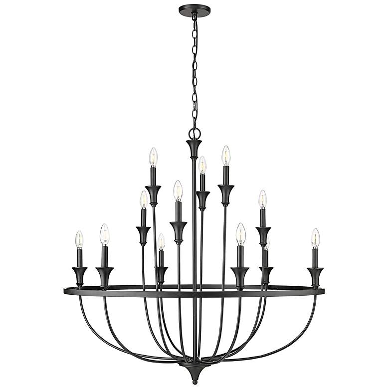Image 3 Emery 40 1/4" Wide Matte Black 12-Light Chandelier more views