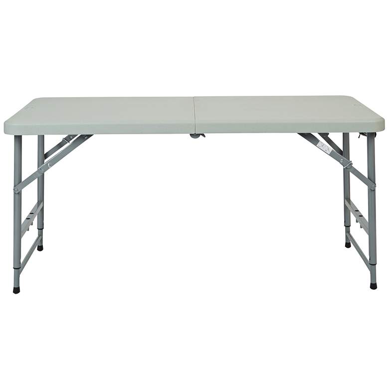 Image 7 Emery 48" Wide Gray Fold in Half Outdoor Multi-Purpose Table more views