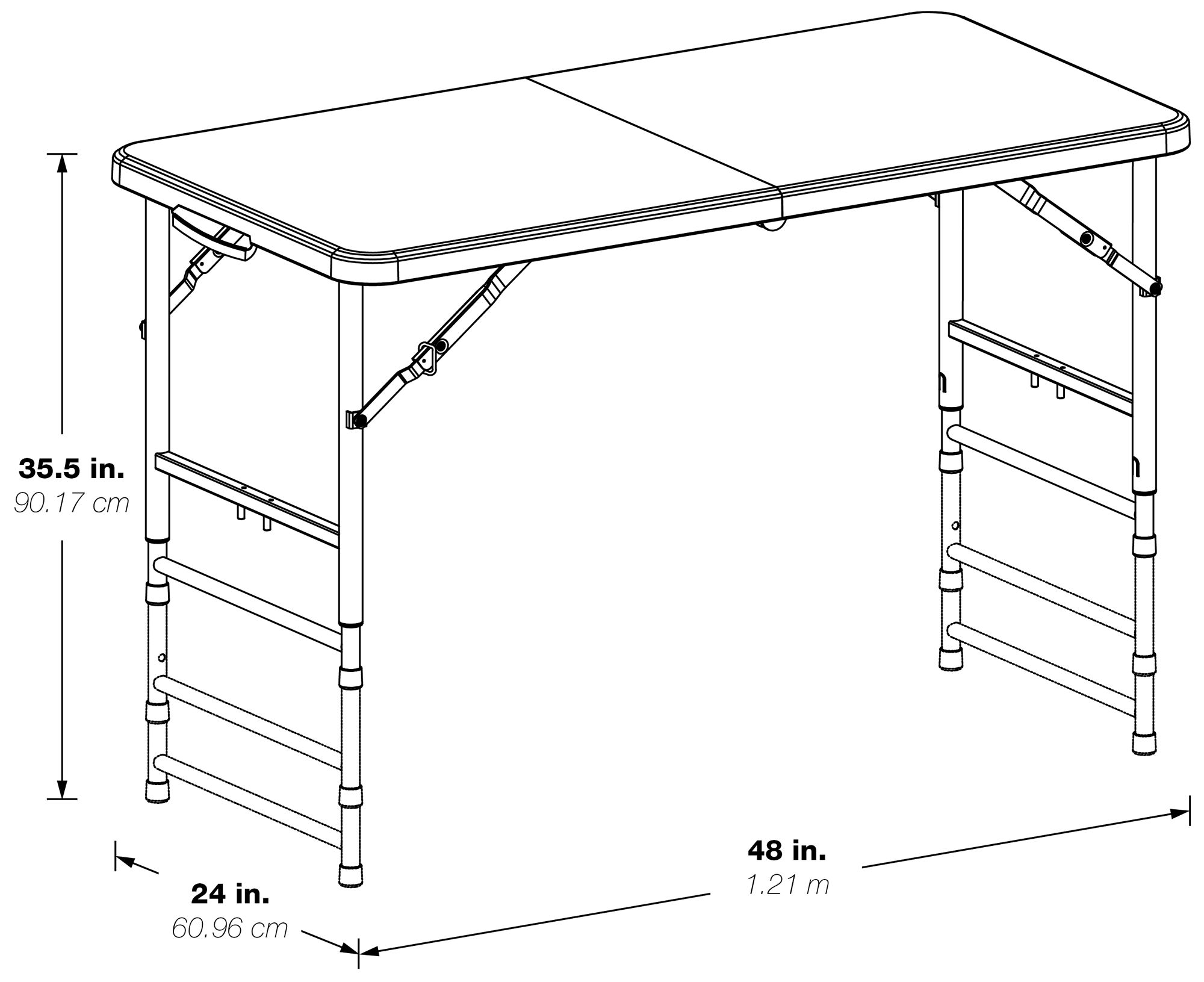 Emery 48" Wide Gray Fold in Half Outdoor Multi-Purpose Table