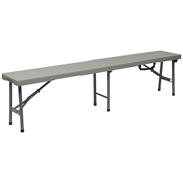 Image 1 Emery 6' Light Gray Fold in Half Indoor-Outdoor Bench