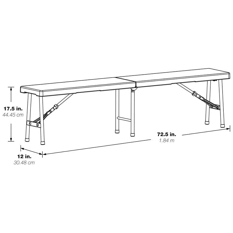 Image 2 Emery 6&#39; Light Gray Fold in Half Indoor-Outdoor Bench more views