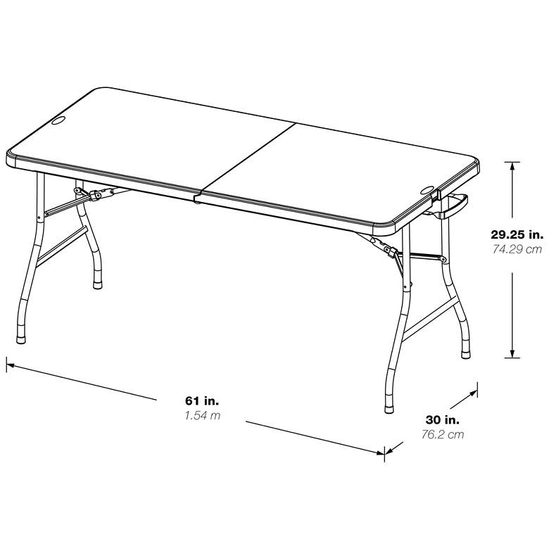 Image 4 Emery 61 inch Wide Gray Center Fold Outdoor Multi-Purpose Table more views