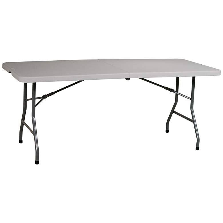Image 1 Emery 72" Wide Gray Center Fold Outdoor Multi-Purpose Table